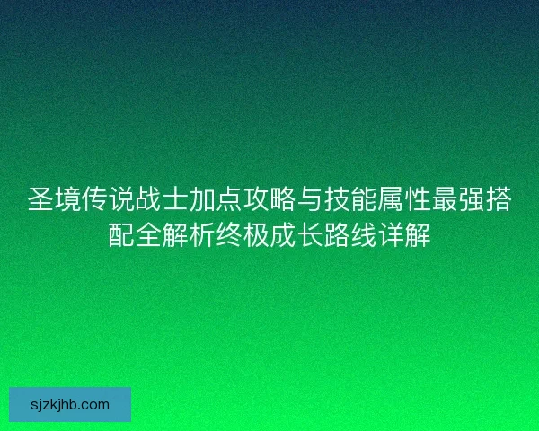 圣境传说战士加点攻略与技能属性最强搭配全解析终极成长路线详解